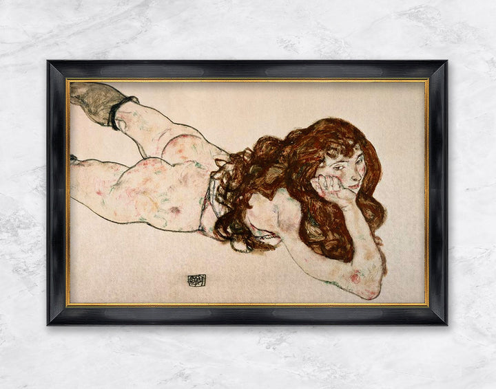 "Am Bauch liegender weiblicher Akt" | Egon Schiele