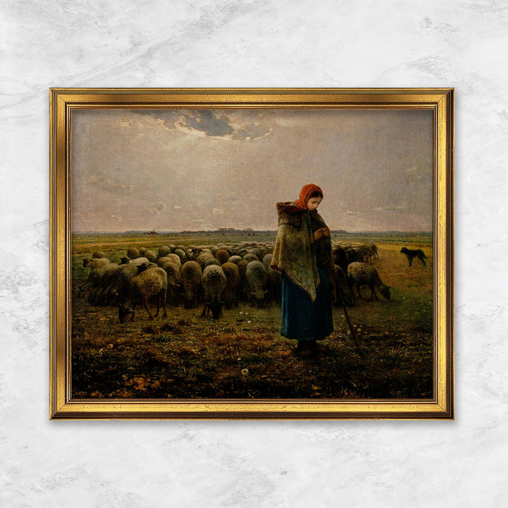 "Schafhirtin mit Herde (La grande Bergère)" | Jean-François Millet