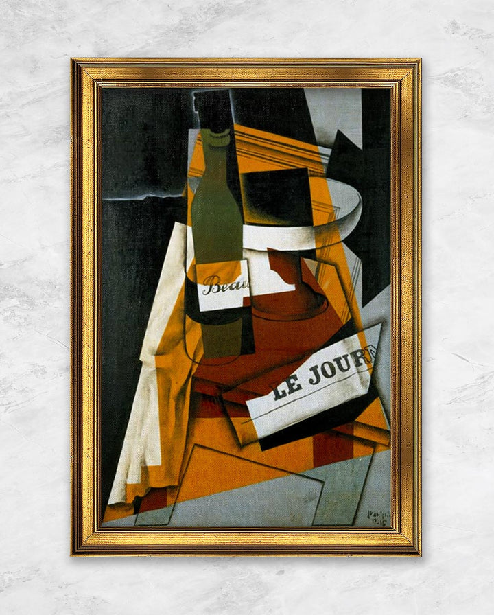 "Flasche, Zeitung und Kompottschale" | Juan Gris
