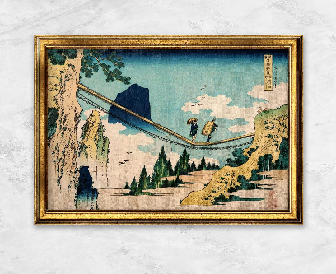"The Suspension Bridge Between Hida and Etchu" | Katsushika Hokusai