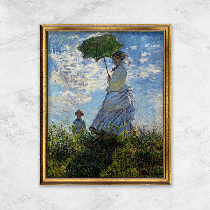 "Frau mit Sonnenschirm - Madame Monet mit ihrem Sohn" | Claude Monet