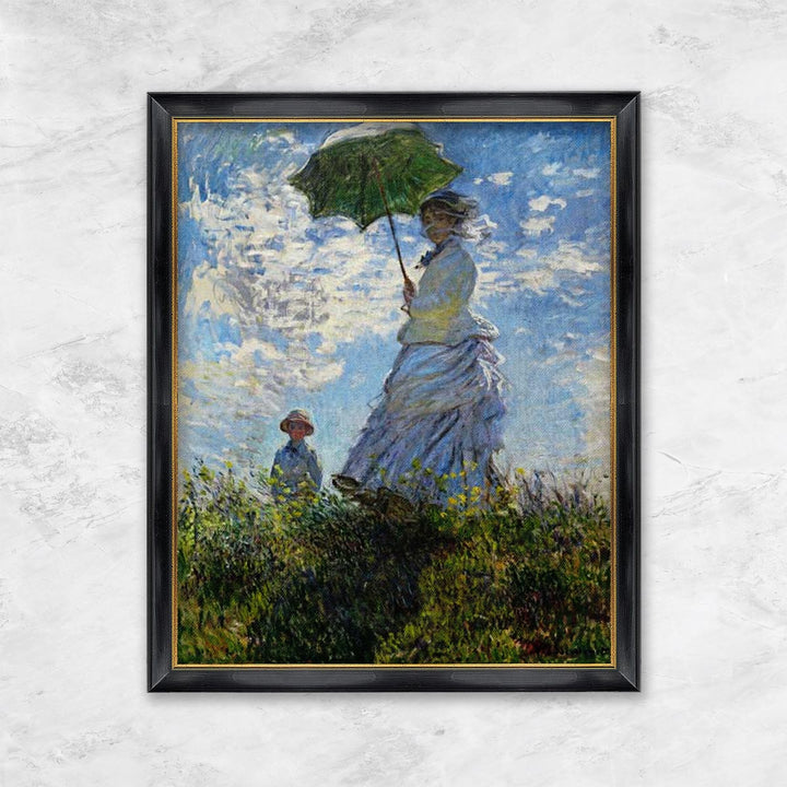 "Frau mit Sonnenschirm - Madame Monet mit ihrem Sohn" | Claude Monet