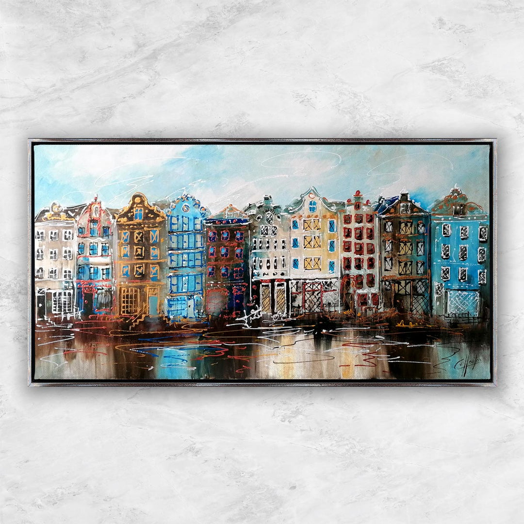 "Blaue Häuser am Flussufer" | Van Houten