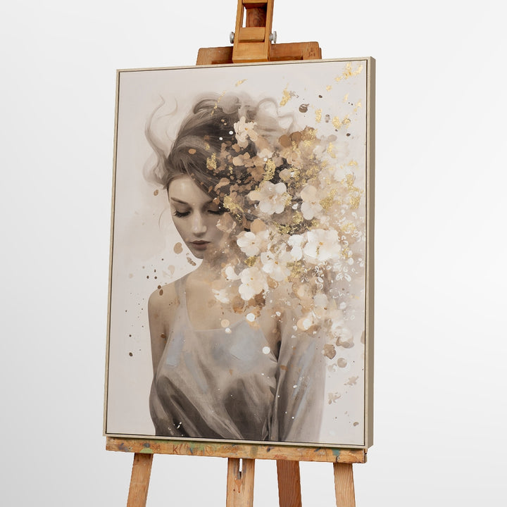Gold flowers in hair