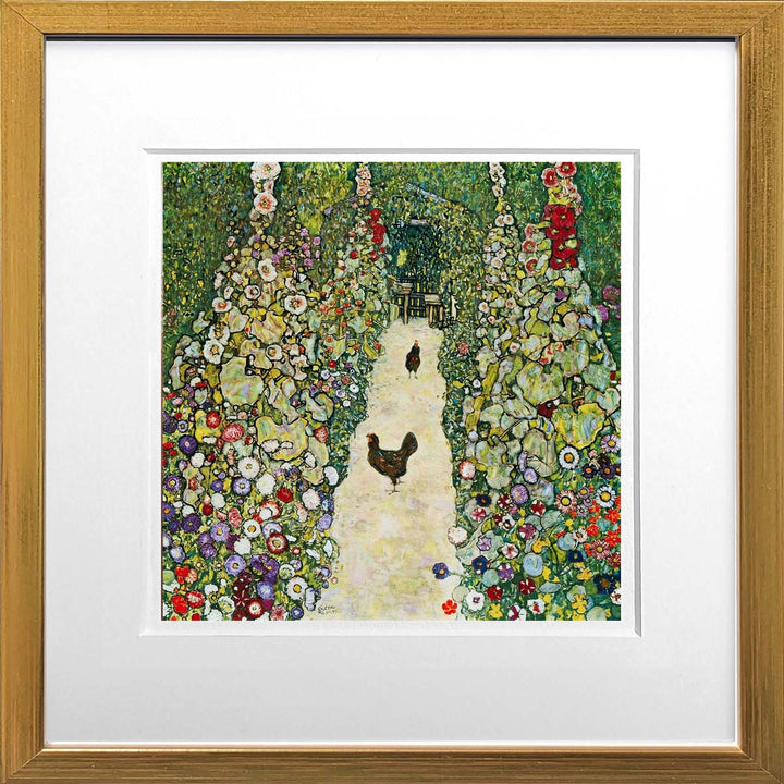 Gartenweg mit Hühnern - Gustav Klimt | Meisterstücke Miniprint gerahmt