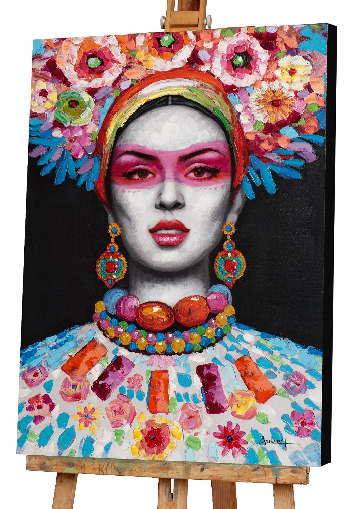 Frau mit Blumen Dekoration