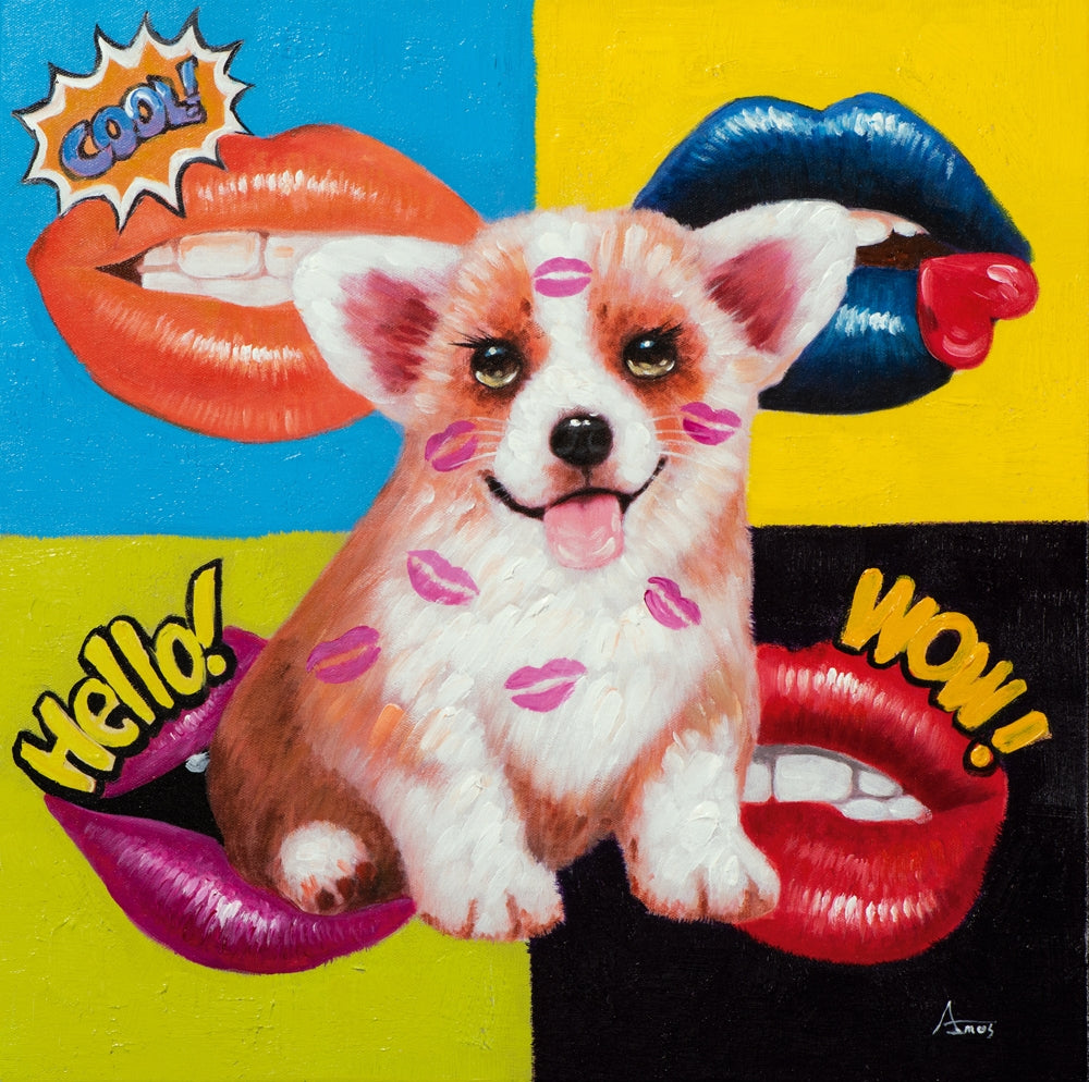 Hündchen mit Pop Art Mündern