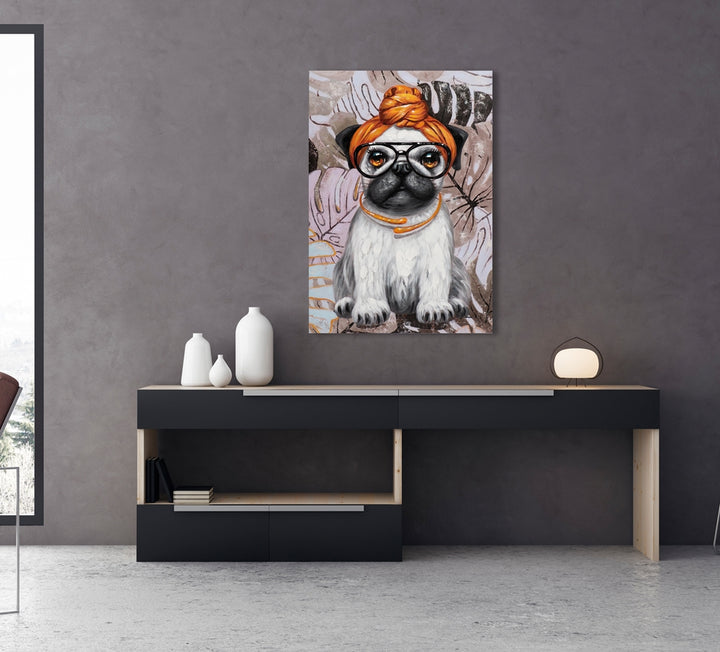 Mops mit Tuch