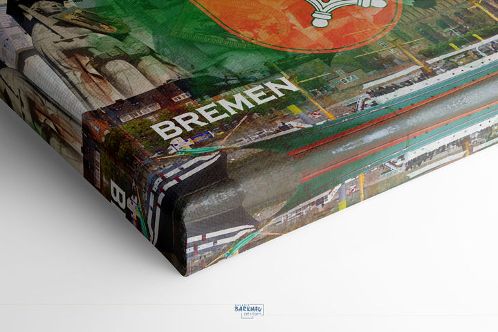 Koordinate Bremen Collage | Giclee auf Holzkeilrahmen