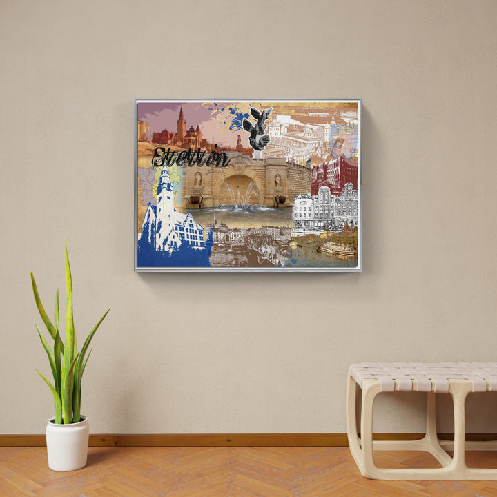 Stettin Collage | Giclee auf Holzkeilrahmen