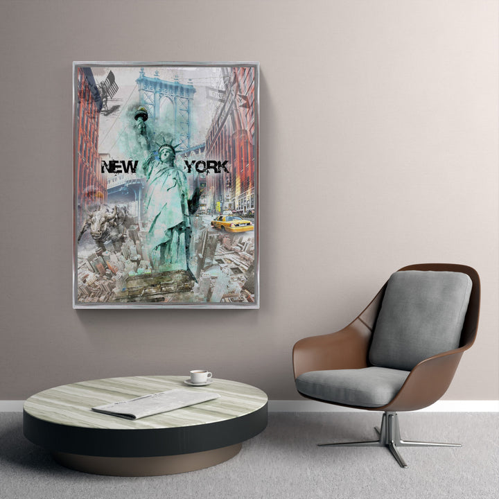 Water colour NYC  Collage | Giclee auf Holzkeilrahmen