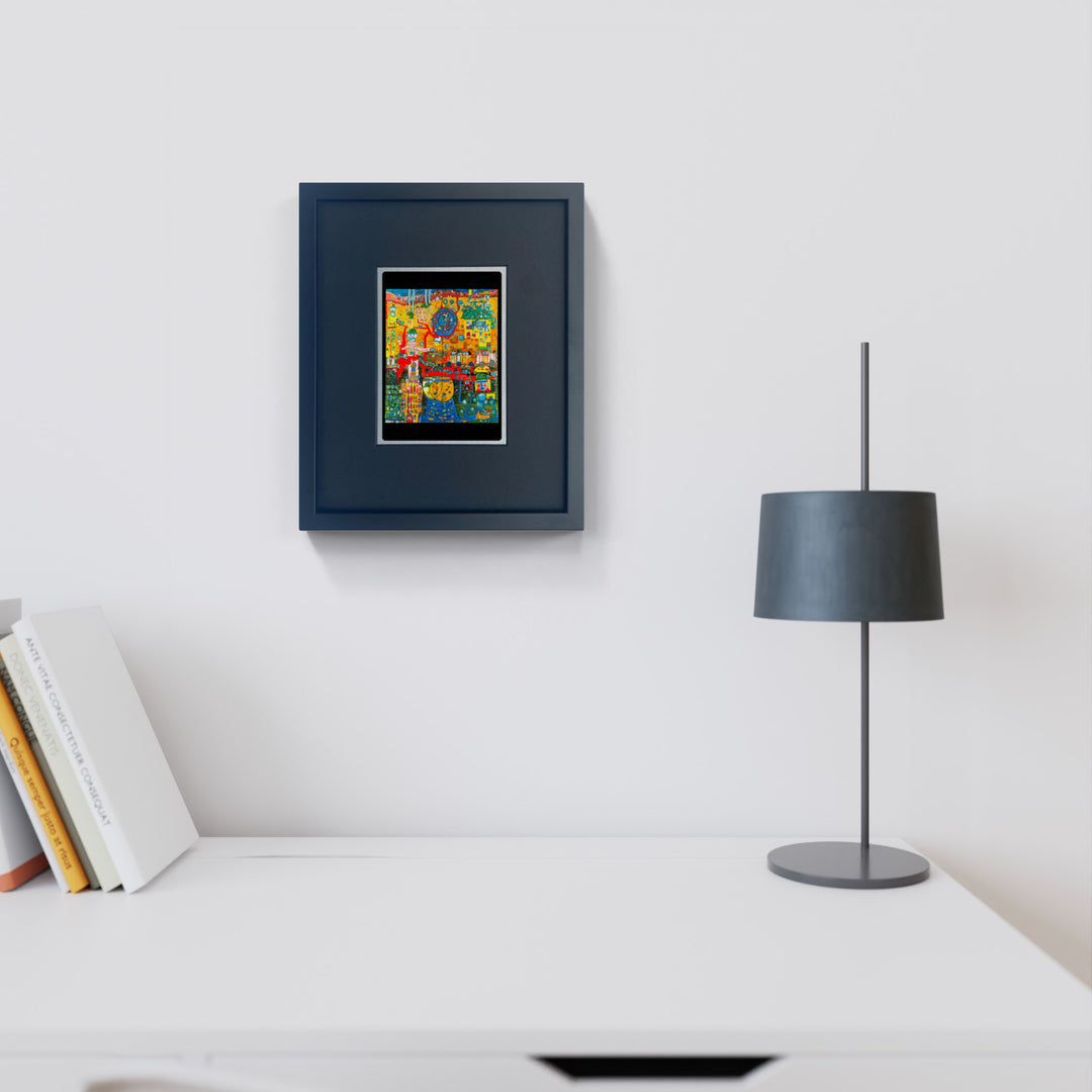 "Das 30 Tage Fax Bild" | Friedensreich Hundertwasser Miniprint mit Rahmen
