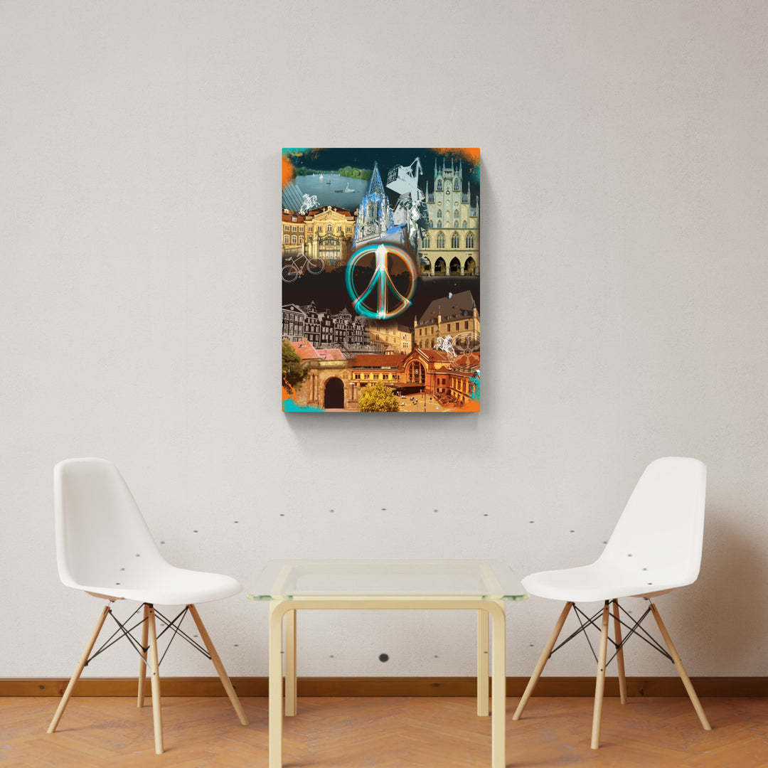 Osnabrück und Münster-Friedensbild Collage 2025 (Hoch) | Giclee auf Holzkeilrahmen