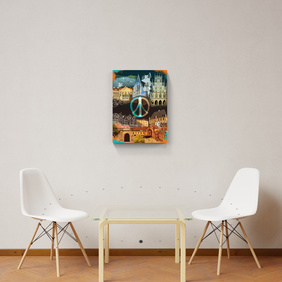 Osnabrück und Münster-Friedensbild Collage 2025 (Hoch) | Giclee auf Holzkeilrahmen