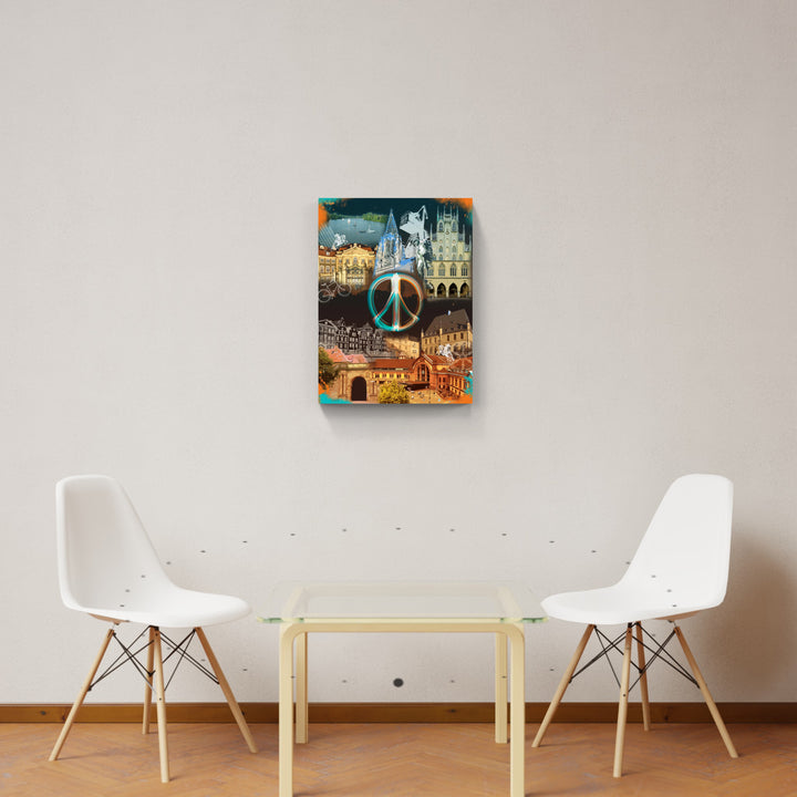 Osnabrück und Münster-Friedensbild Collage 2025 (Hoch) | Giclee auf Holzkeilrahmen