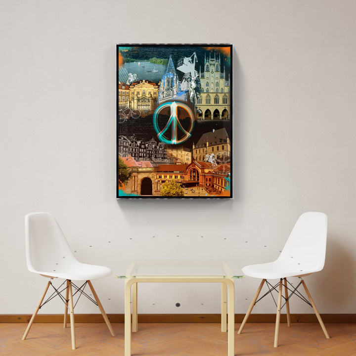 Osnabrück und Münster-Friedensbild Collage 2025 (Hoch) | Giclee auf Holzkeilrahmen