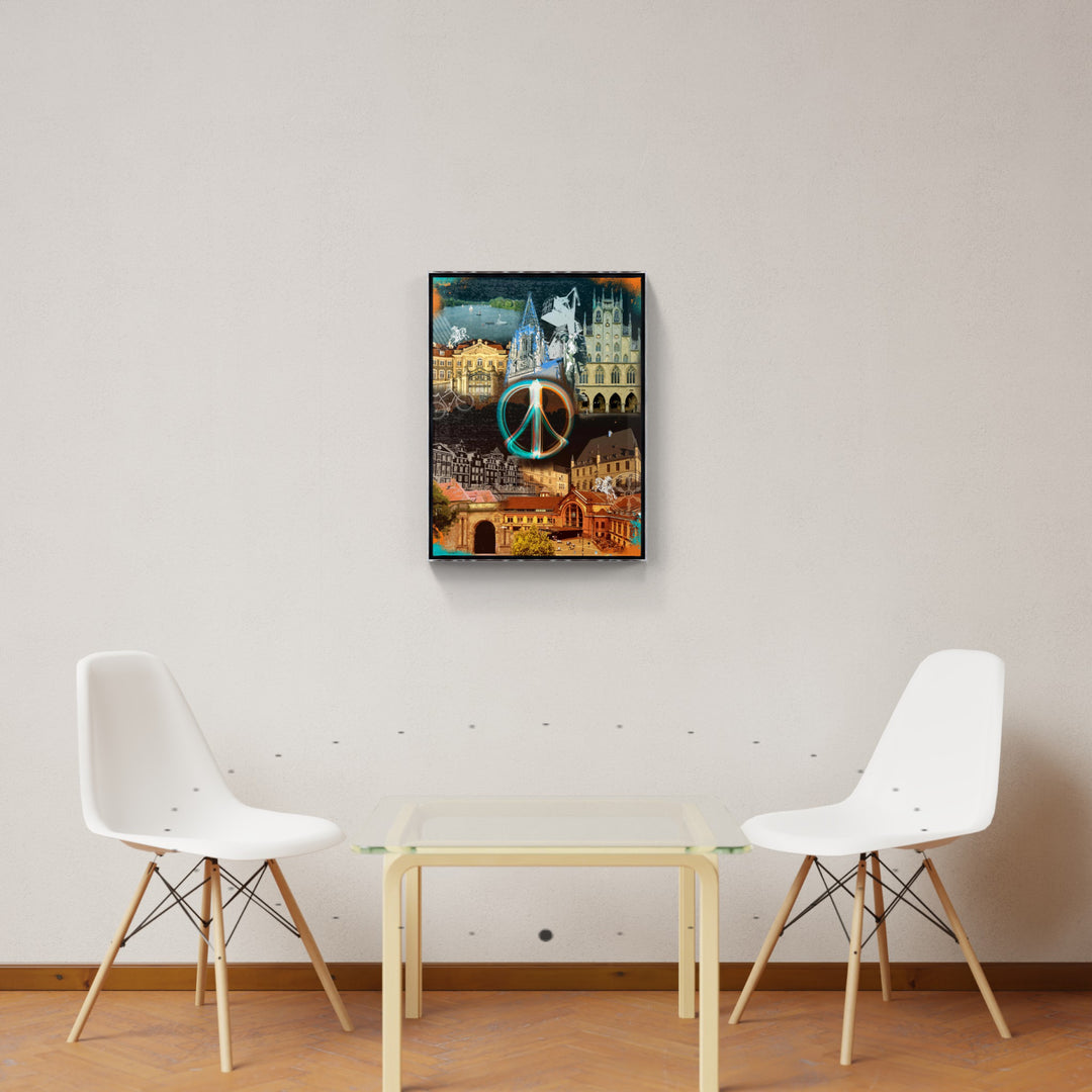 Osnabrück und Münster-Friedensbild Collage 2025 (Hoch) | Giclee auf Holzkeilrahmen