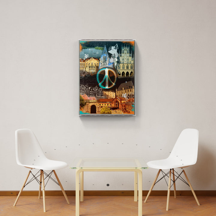 Osnabrück und Münster-Friedensbild Collage 2025 (Hoch) | Giclee auf Holzkeilrahmen