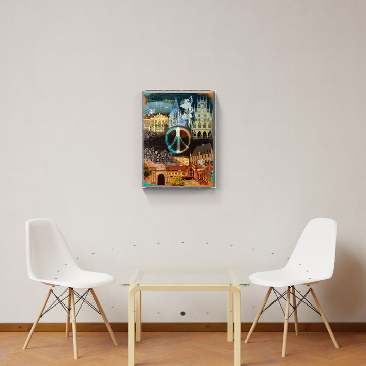 Osnabrück und Münster-Friedensbild Collage 2025 (Hoch) | Giclee auf Holzkeilrahmen
