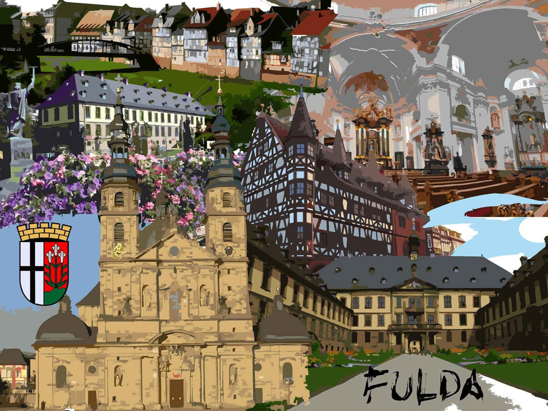 Fulda Collage | Giclee auf Holzkeilrahmen