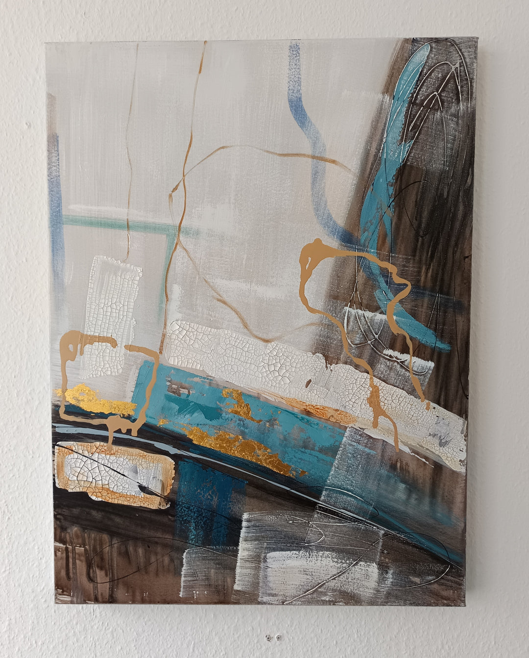 Abstrakt in Gold und Türkis I