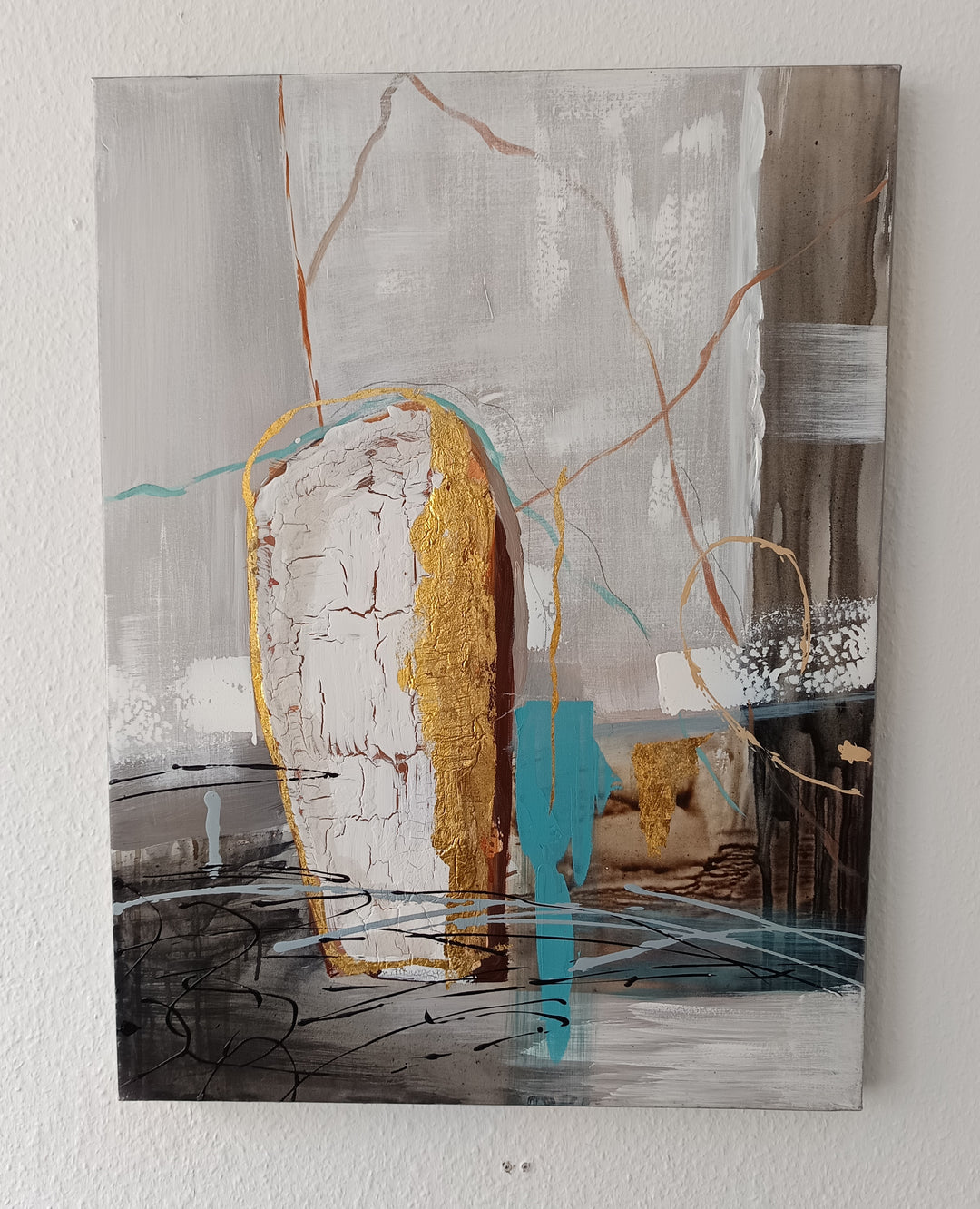 Abstrakt in Gold und Türkis II