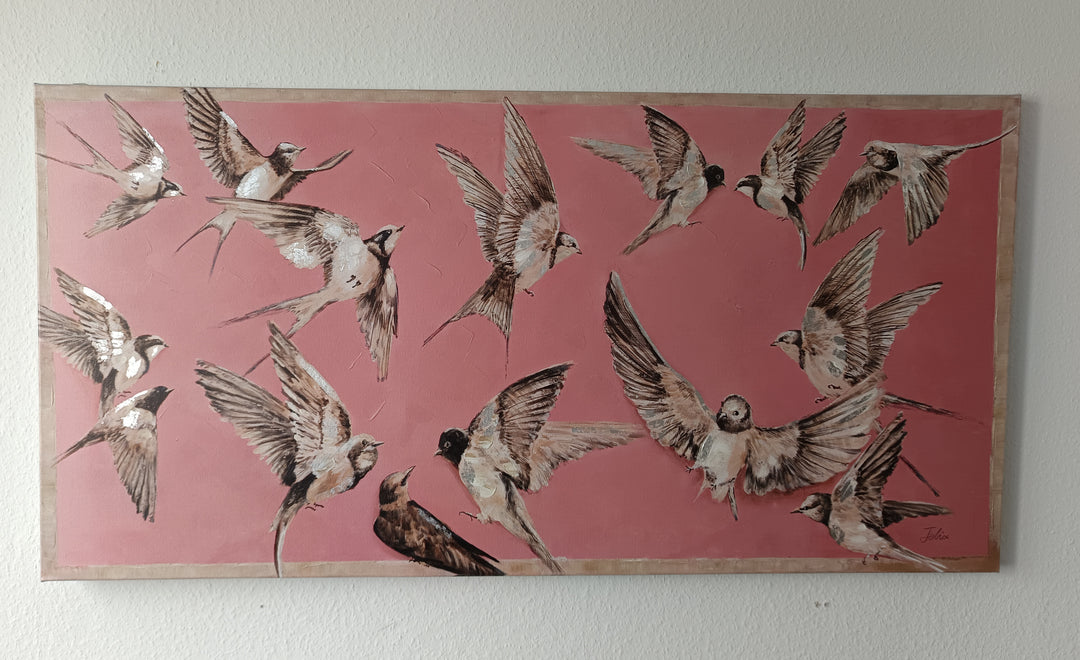 Vögel auf Rosa