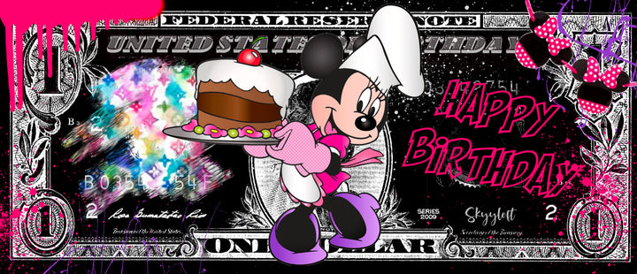 Skyyloft Minnie Mouse Birthday Dollar – gerahmt