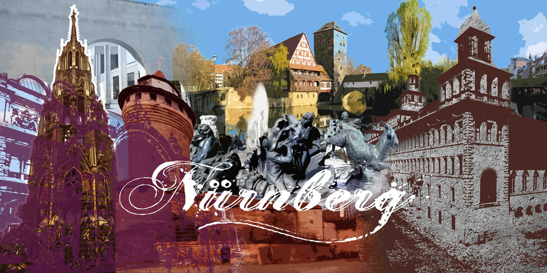 Nürnberg Collage | Giclee auf Holzkeilrahmen