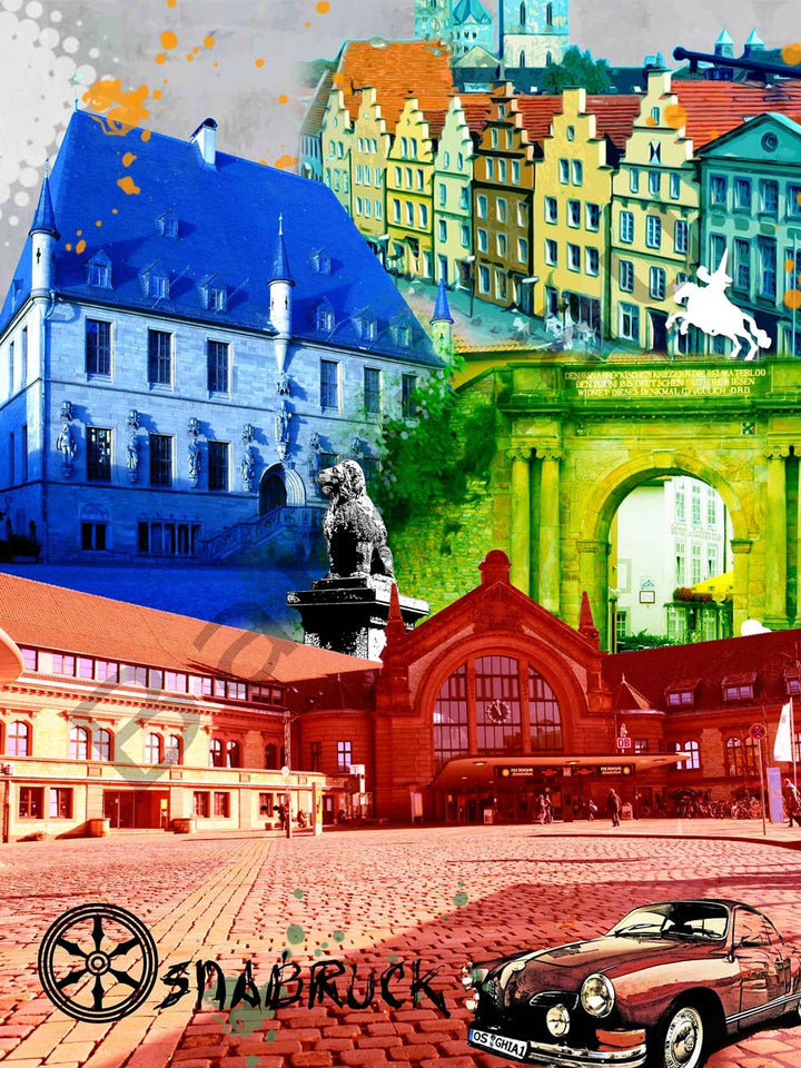 Osnabrück Collage OSB-29 | Giclee auf Holzkeilrahmen