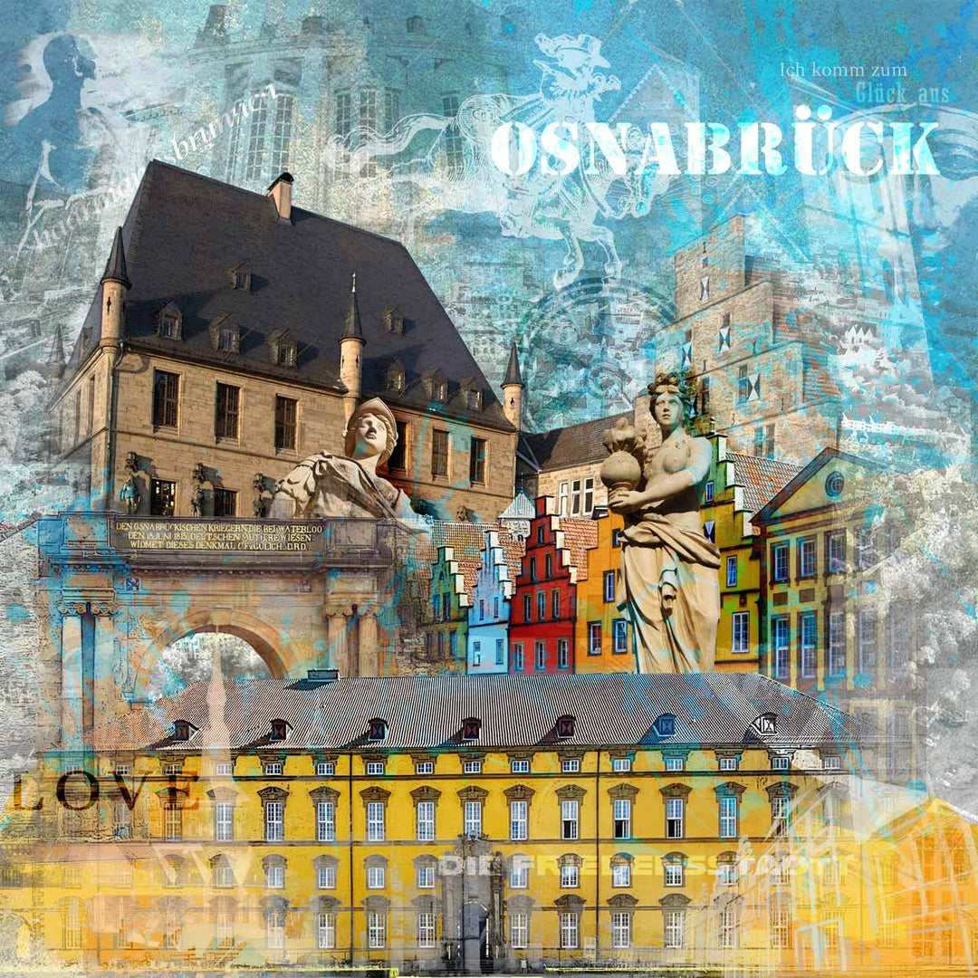 Osnabrück-Friedensbild Collage 2023 | Giclee auf Holzkeilrahmen