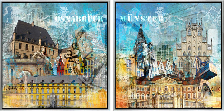 Osnabrück und Münster-Friedensbild Collage 2023 (Set)