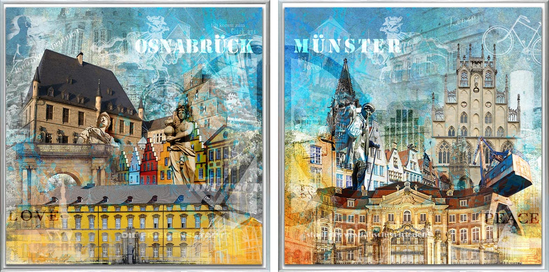 Osnabrück und Münster-Friedensbild Collage 2023 (Set)