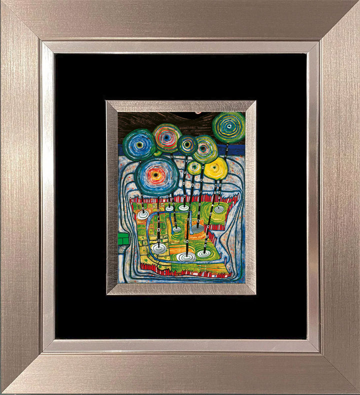 "Park (Jardin Public)" | Friedensreich Hundertwasser Miniprint mit Rahmen