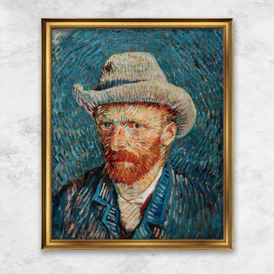 "Selbstbildnis mit grauem Filzhut" | Vincent van Gogh goldener Rahmen
