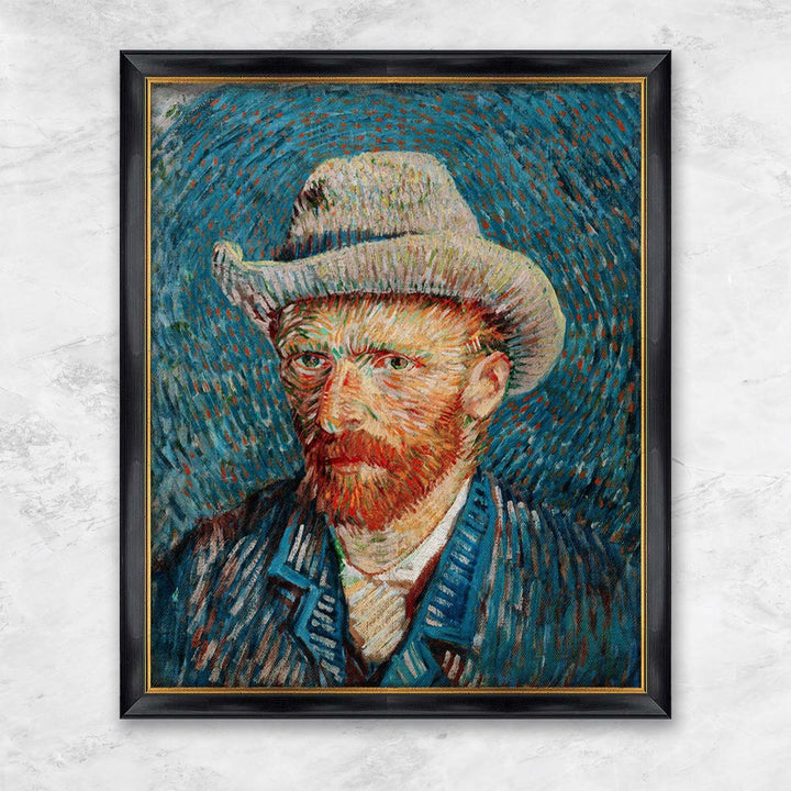 "Selbstbildnis mit grauem Filzhut" | Vincent van Gogh schwarzer Rahmen