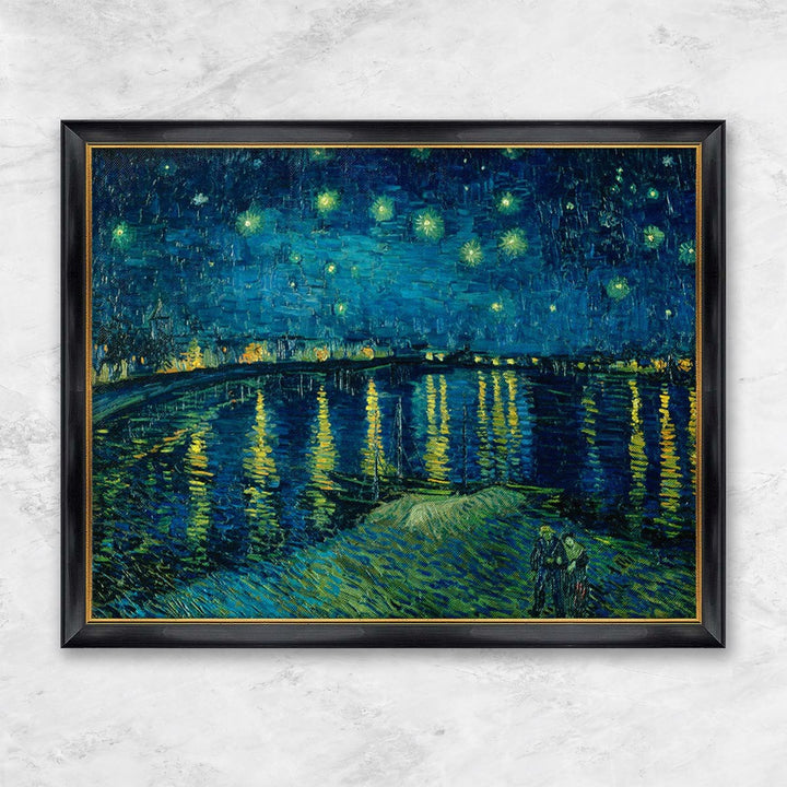 "Sternennacht über der Rhone" | Vincent van Gogh schwarzer Rahmen