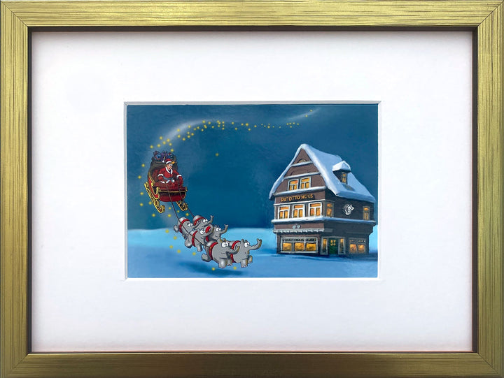 "Weihnacht Otto Huus" | Otto Waalkes Miniprint mit Rahmen+Passepartout