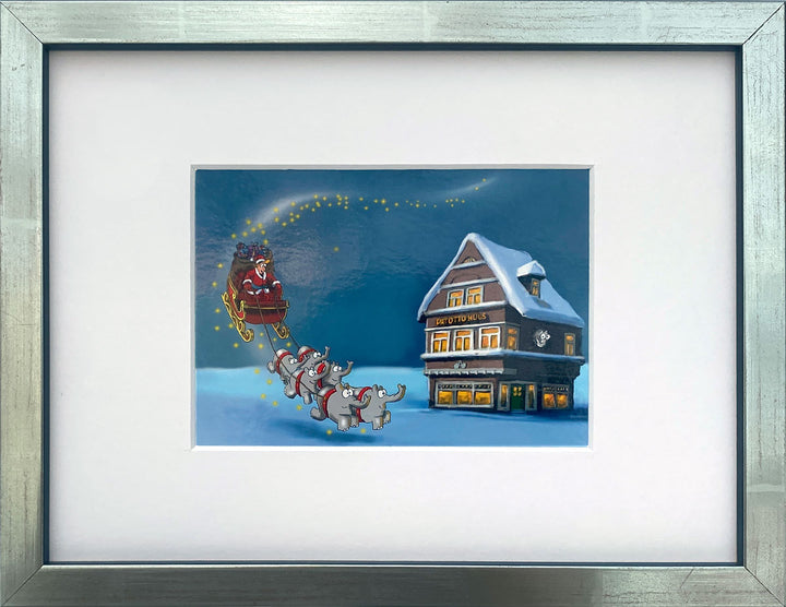 "Weihnacht Otto Huus" | Otto Waalkes Miniprint mit Rahmen+Passepartout