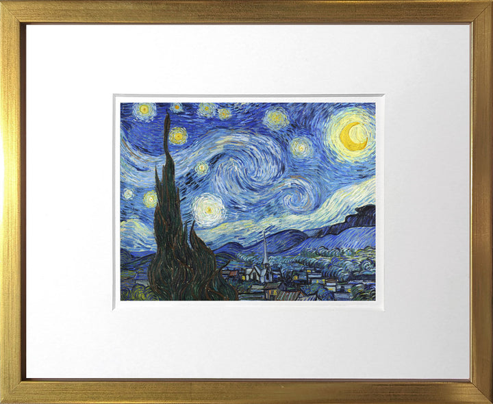 Die Sternennacht - Vincent van Gogh | Meisterstücke Miniprint gerahmt