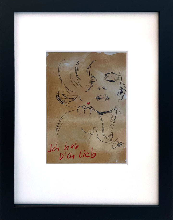 "Ich hab Dich lieb" | Otto Waalkes Miniprint mit Rahmen + Passepartout