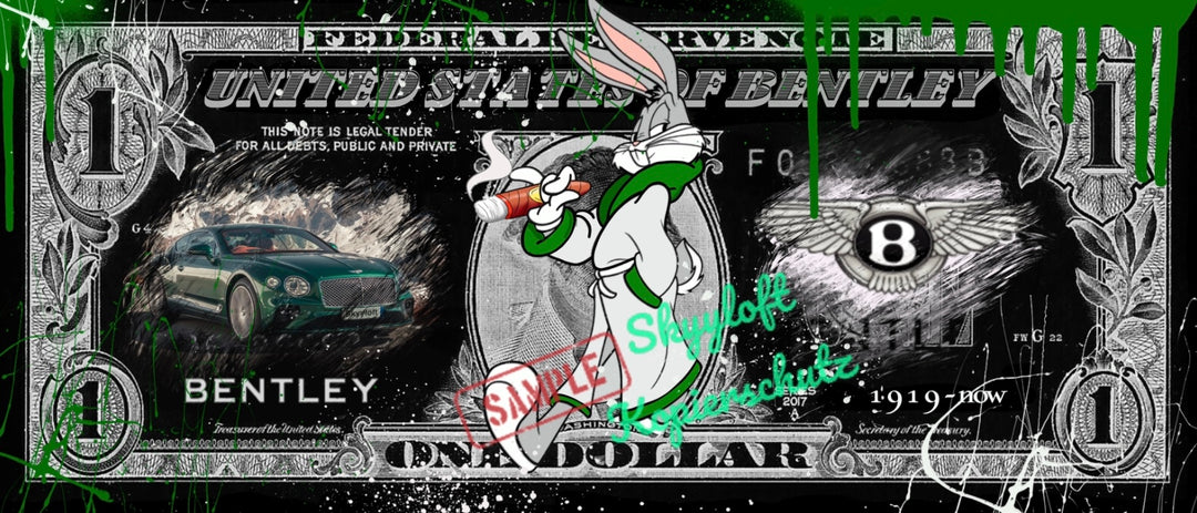 Skyyloft BUGS BUNNY BENTLEY DOLLAR – gerahmt