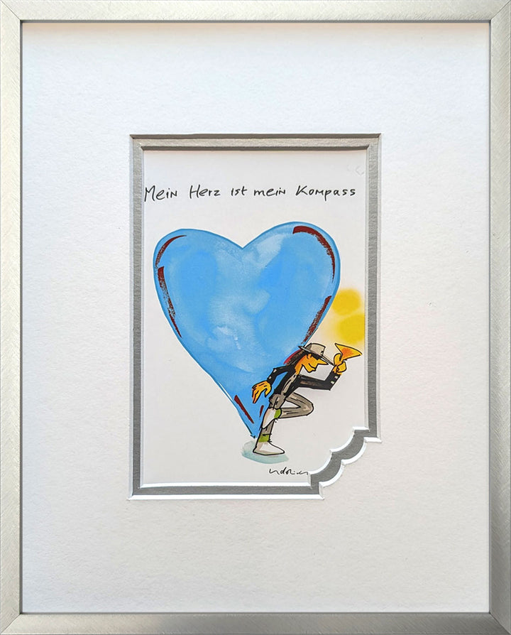 "Mein Herz ist mein Kompass" | Udo Lindenberg Miniprint mit Rahmen
