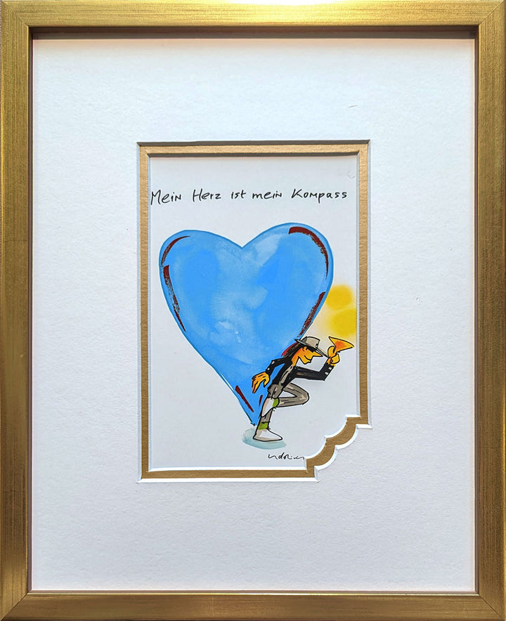 "Mein Herz ist mein Kompass" | Udo Lindenberg Miniprint mit Rahmen