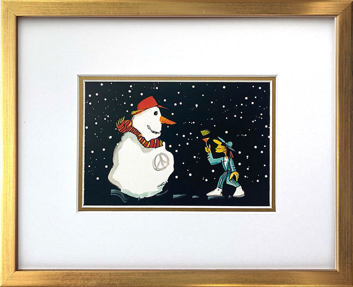 "Die Nachtigall und der Schneemän" | Udo Lindenberg Miniprint mit Rahmen