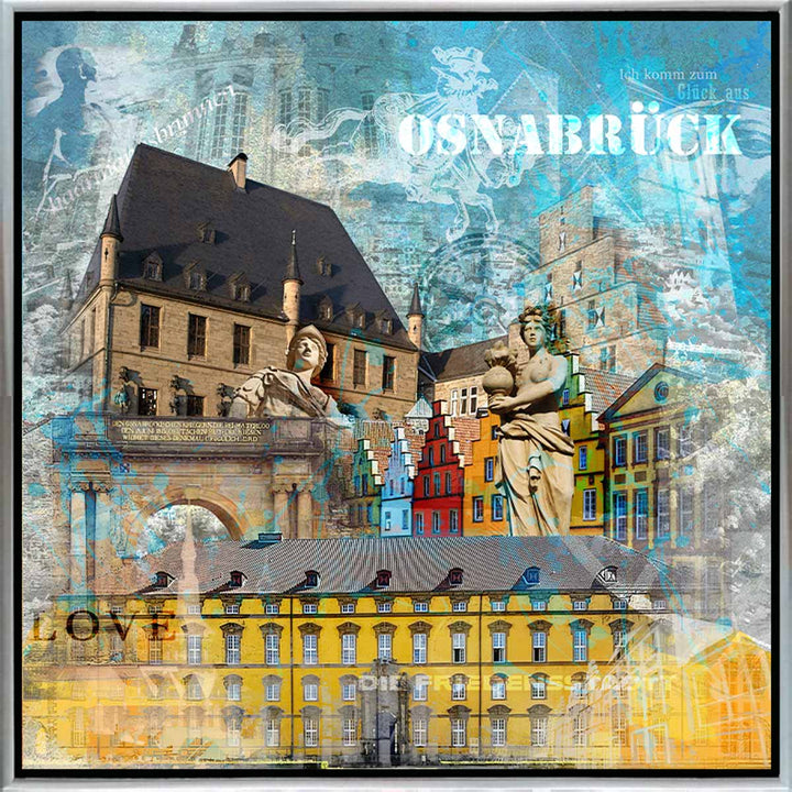 Osnabrück-Friedensbild Collage 2023 | Giclee auf Holzkeilrahmen