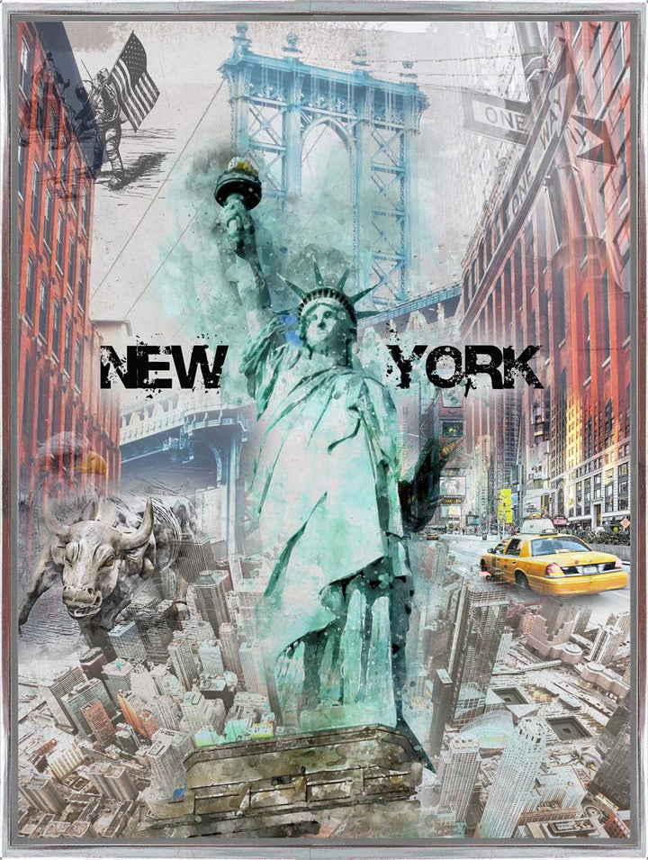 Water colour NYC  Collage | Giclee auf Holzkeilrahmen