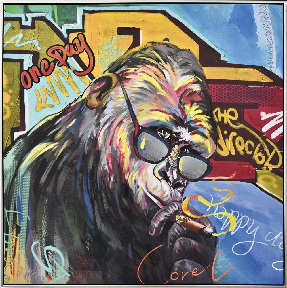 Street Art Schimpanse mit Brille