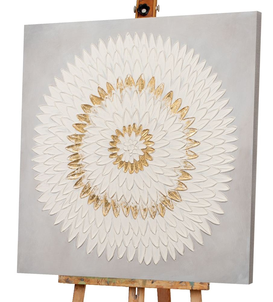 Mandala in Weiß-Gold