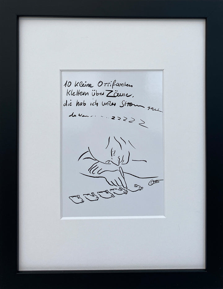 "10 Kleine Ottifanten…" | Otto Waalkes Miniprint mit Rahmen + Passepartout